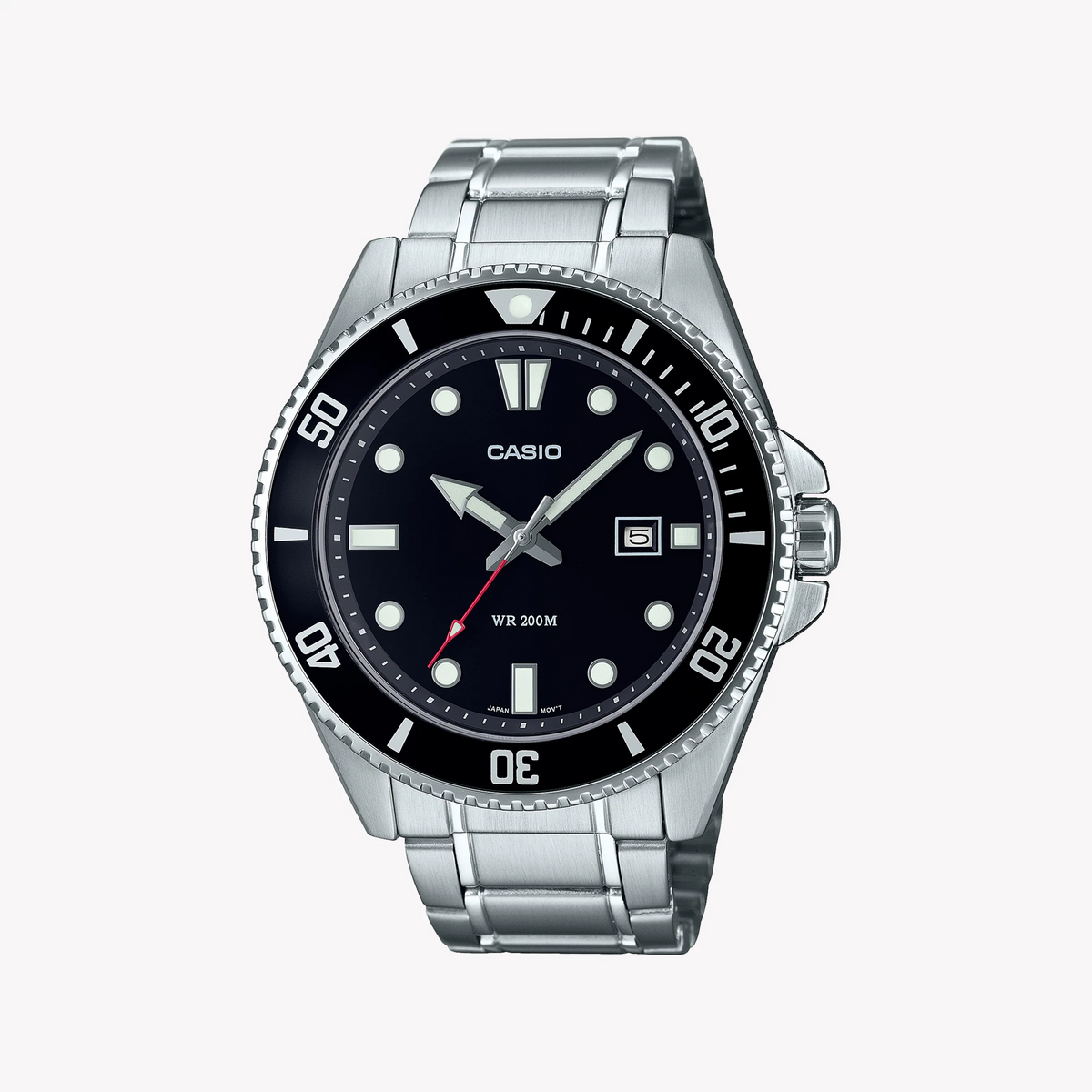 Casio Men's Silver Stainless Steel, Black Dial | Mdv-107d-1a1vdf by i-watch