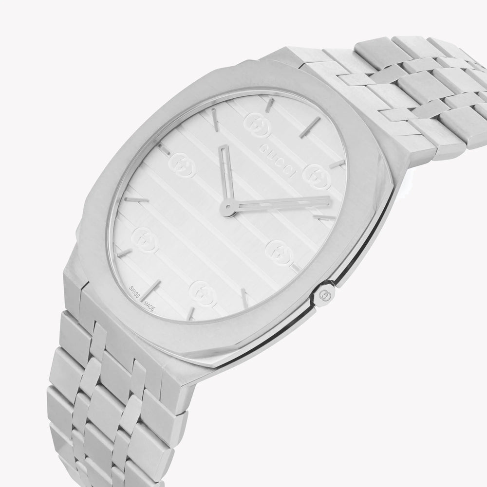 Gucci Women's Silver Stainless Steel Watch, Silver Dial | Ya163407 by i-watch