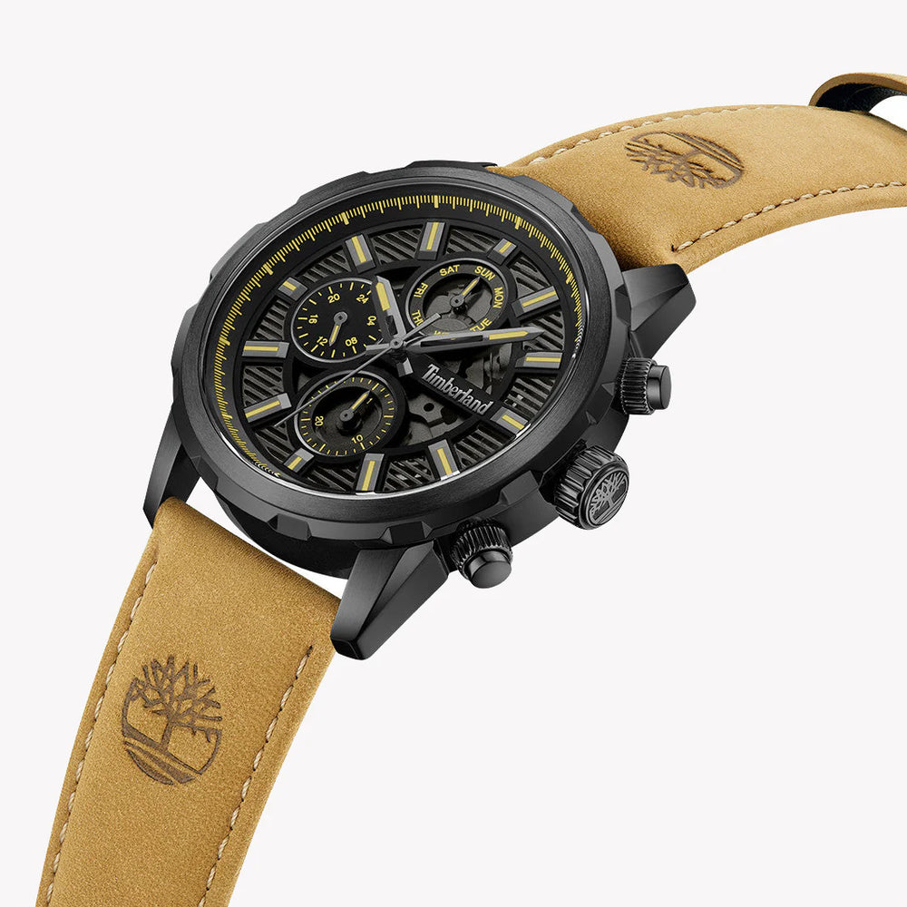 Timberland Men's Black Stainless Steel Watch, Brown Leather | Tdwgf0056101 by i-watch