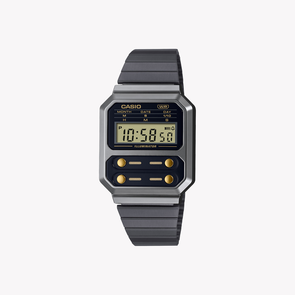 SKU A100WEGG-1A2E TIMELESS ELEGANCE - SOPHISTICATED UNISEX WATCH WITH METAL STRAP AND GREY BLACK DISPLAY