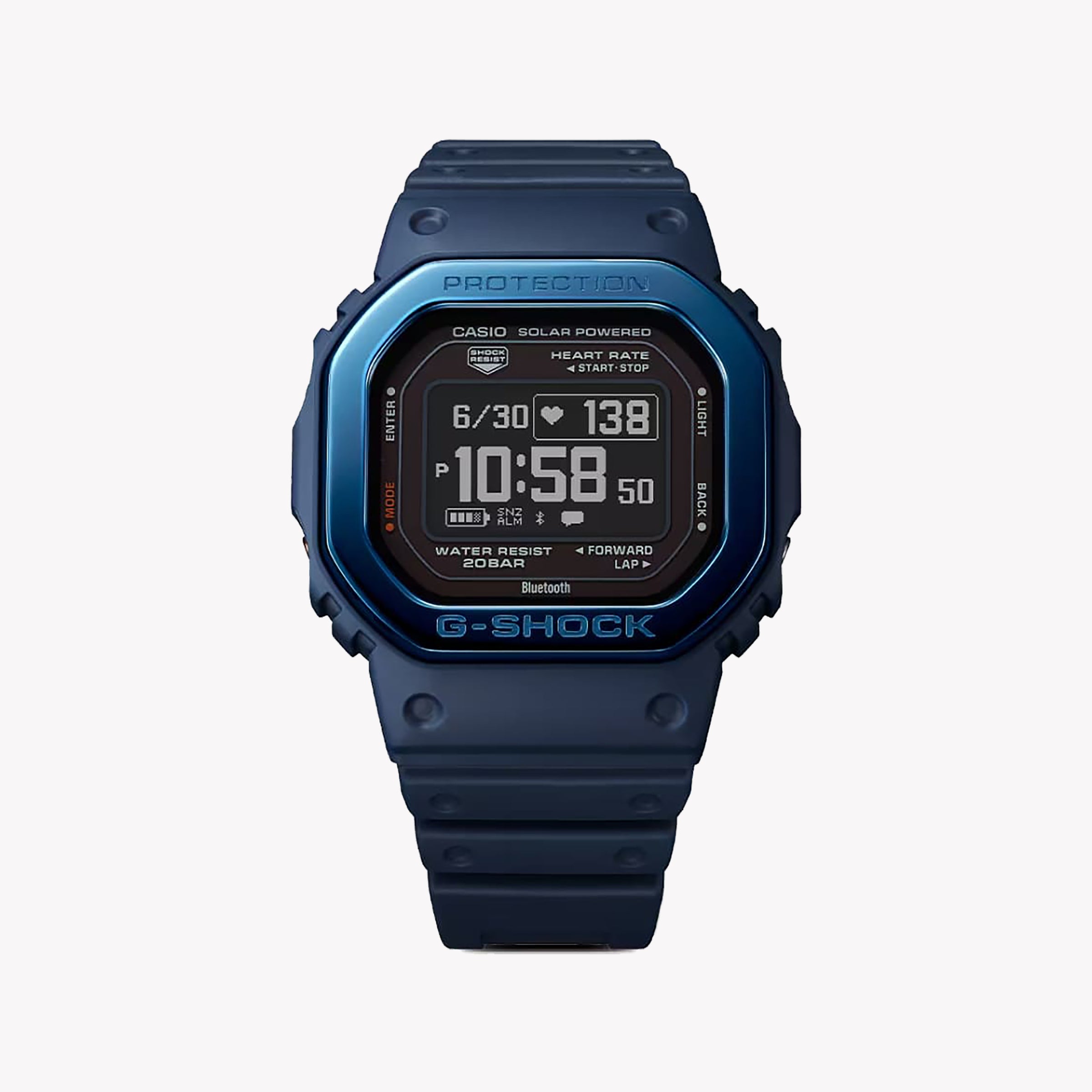 CASIO G-SHOCK DW-H5600MB-2 G-SQUAD THE ORIGIN Bleu w. Lunette en métal - Montre pour hommes HEART RATE SERIE