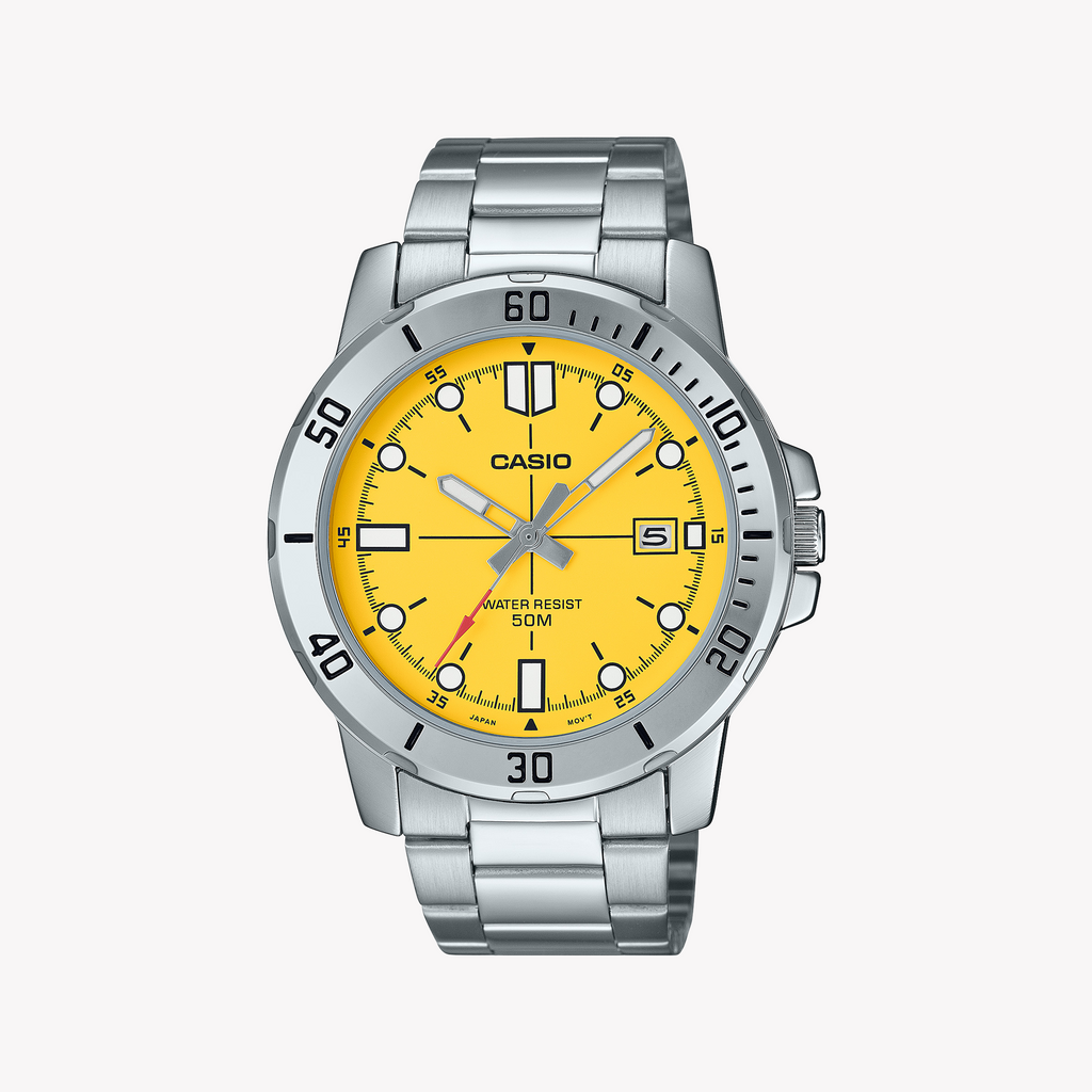 CASIO MTP-VD01D-9EVUDF - ELEGANT SPORTY TIMEPIECE WITH YELLOW DIAL & STAINLESS STEEL BAND-i-Watch-2