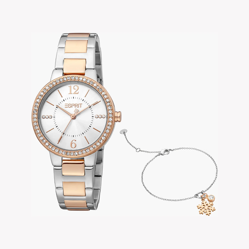 Esprit Women's Silver & Rose Gold Watch, Silver Dial | Es1l168m0025 by i-watch