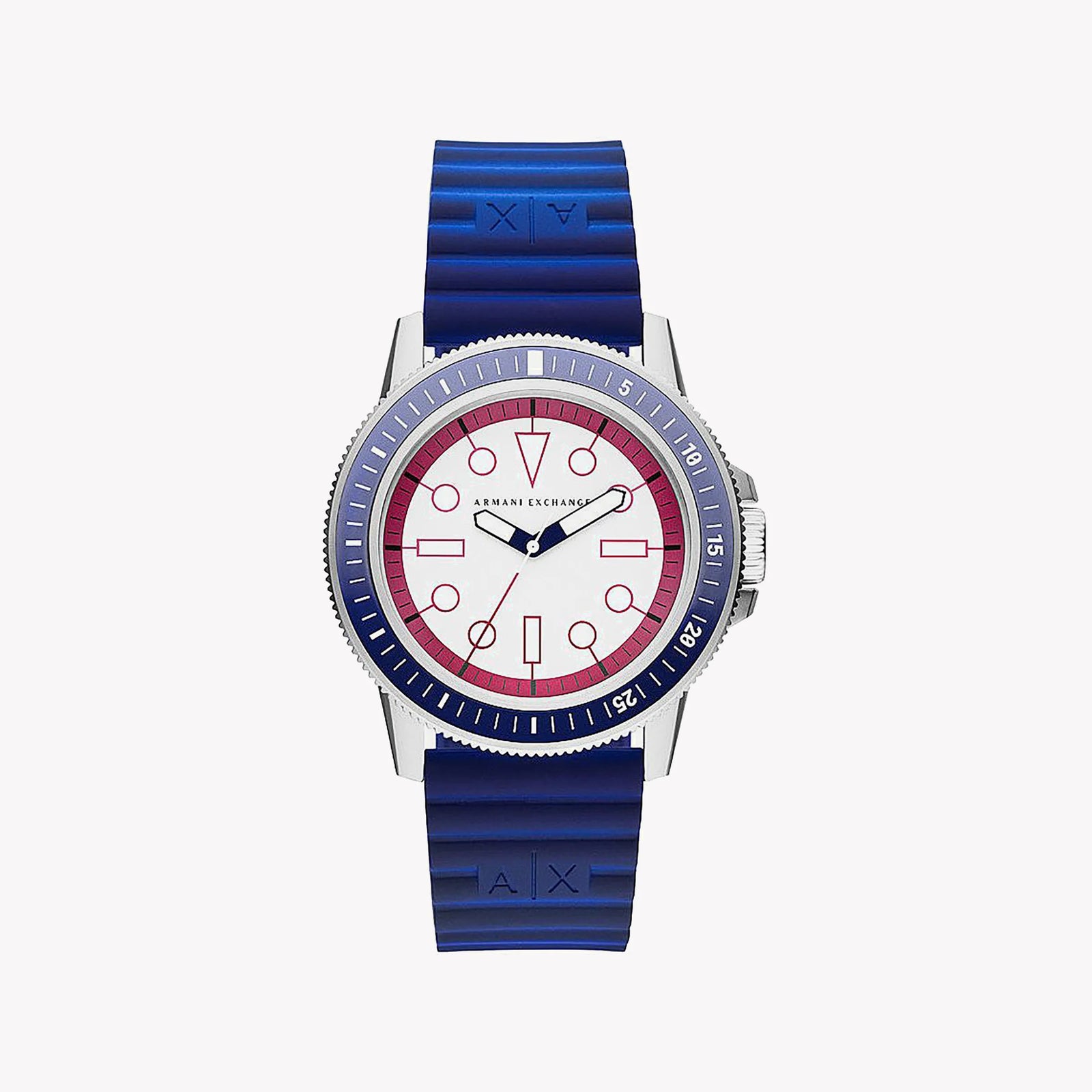 Armani Exchange Men's Silver & Blue Silicone Watch | Ax1859 by i-watch