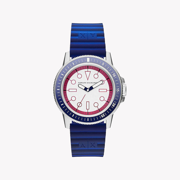 Armani Exchange Men's Silver & Blue Silicone Watch | Ax1859 by i-watch