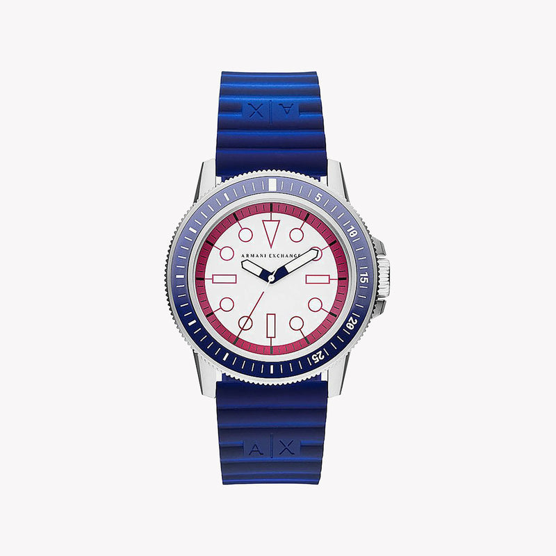 Armani Exchange Men's Silver & Blue Silicone Watch | Ax1859 by i-watch