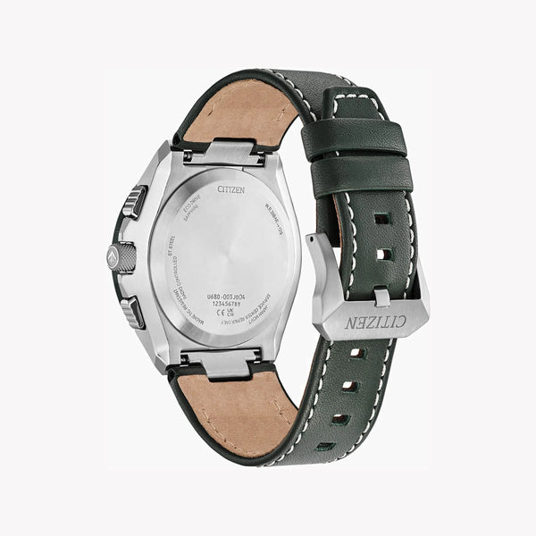 Citizen Men's Silver & Green Leather Watch, 46mm | Jy8147-01x by i-watch