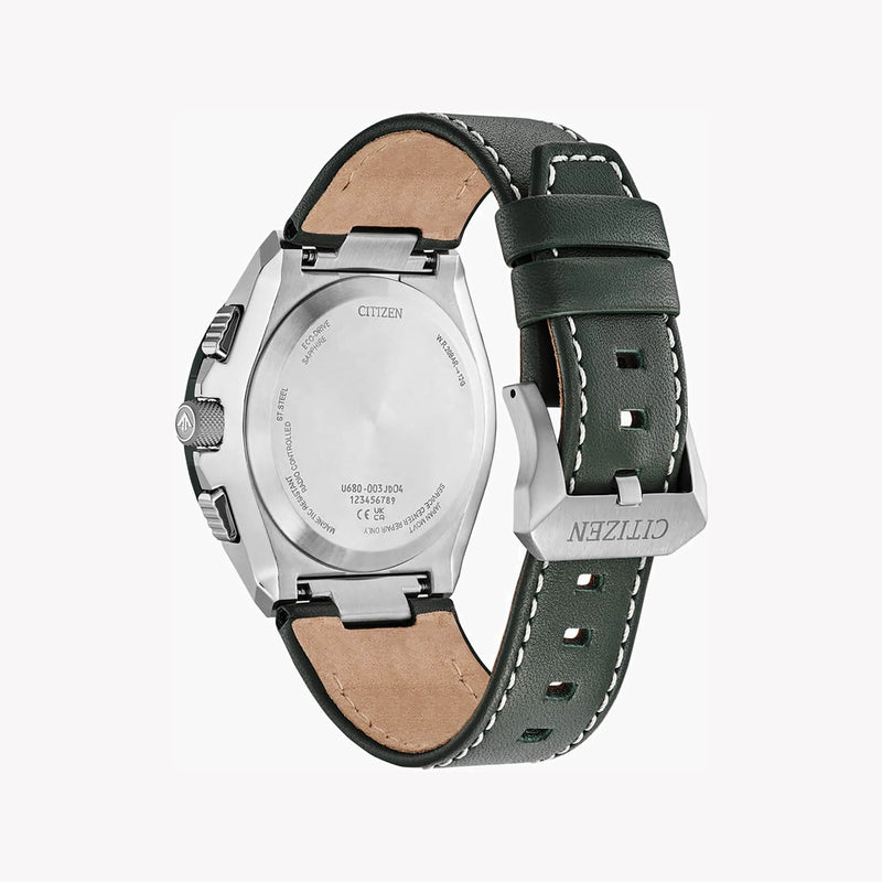 Citizen Men's Silver & Green Leather Watch, 46mm | Jy8147-01x by i-watch