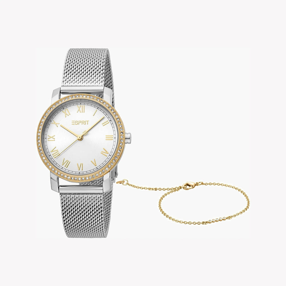 Esprit Women's Silver & Gold Stainless Steel Watch, Silver Dial | Es1l119m0045 by i-watch
