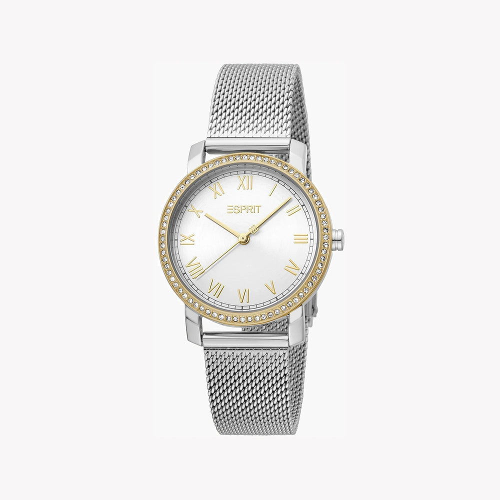 Esprit Women's Silver & Gold Stainless Steel Watch, Silver Dial | Es1l119m0045 by i-watch