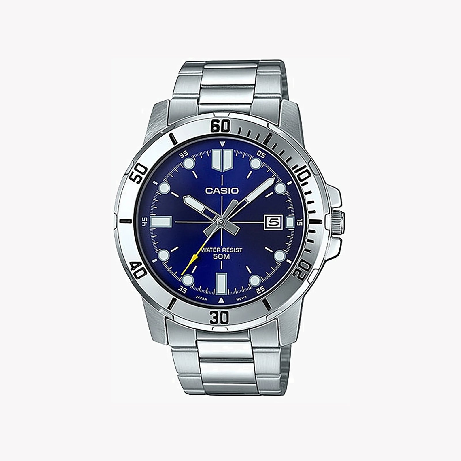 Casio Men's Silver Watch, Blue Dial | Mtp-Vd01d-2evudf by i-watch