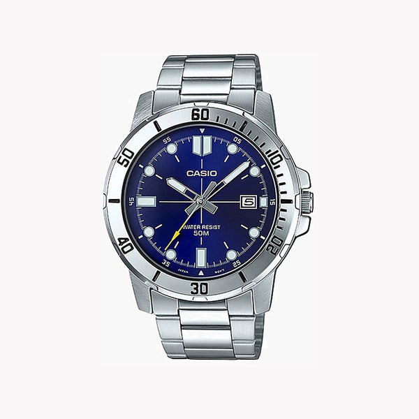 Casio Men's Silver Watch, Blue Dial | Mtp-Vd01d-2evudf by i-watch
