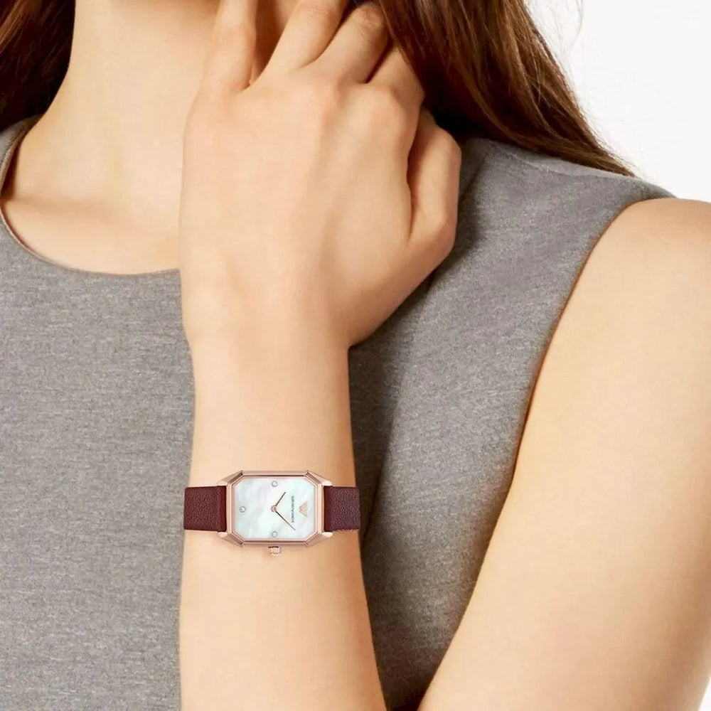 Emporio Armani Women's Rose Gold Watch, White Dial | Ar80028 by i-watch