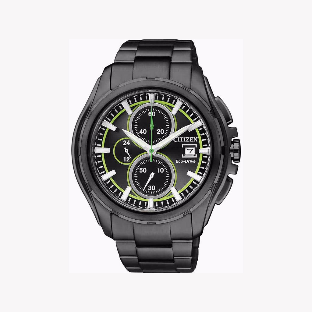 CITIZEN Eco-Drive CA0275-55E - BOLD BLACK POWERHOUSE Men's Watch with Chronograph & Eco-Friendly Style
