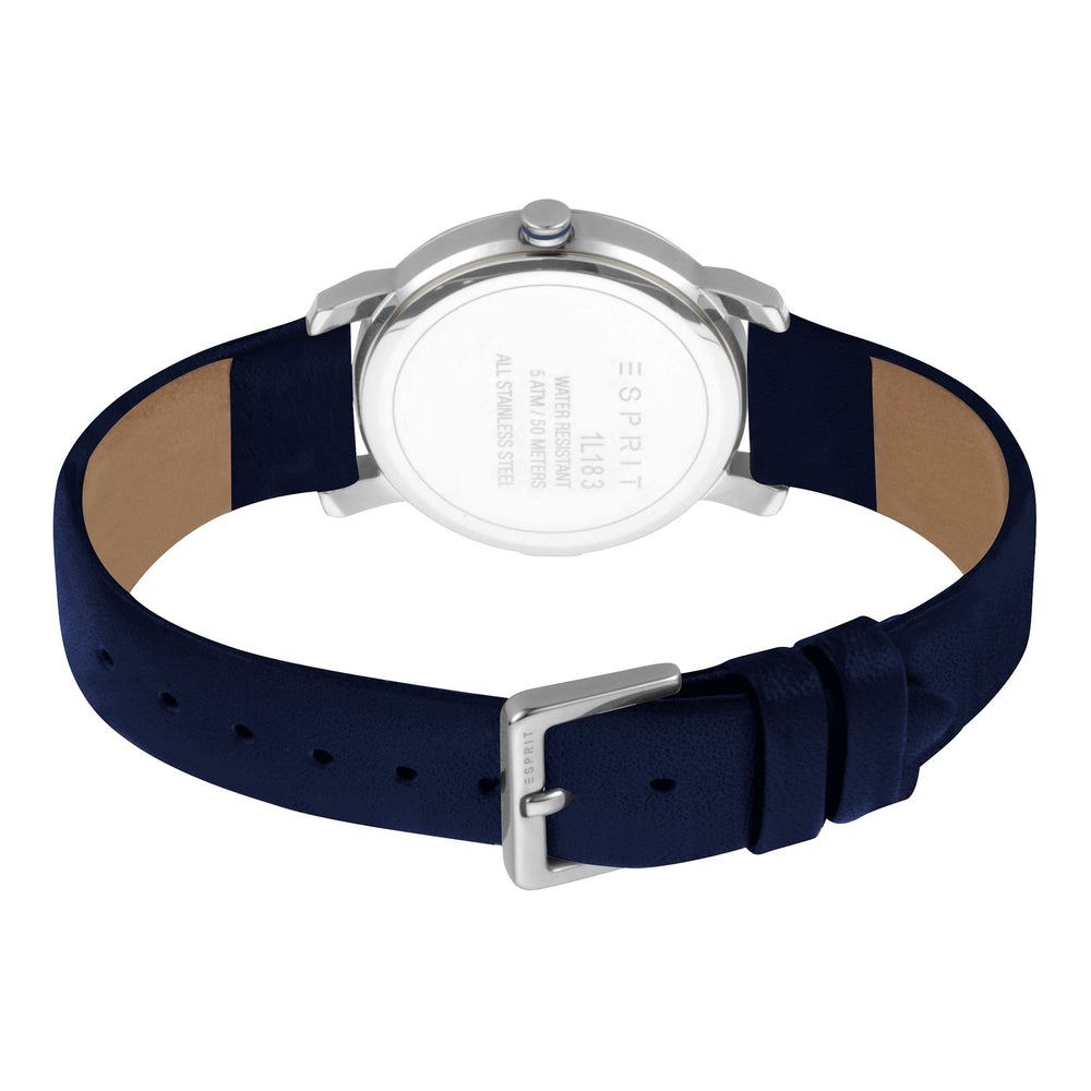 Esprit Women's Watch With Silver Stainless Steel Case And Blue Leather Band by i-watch
