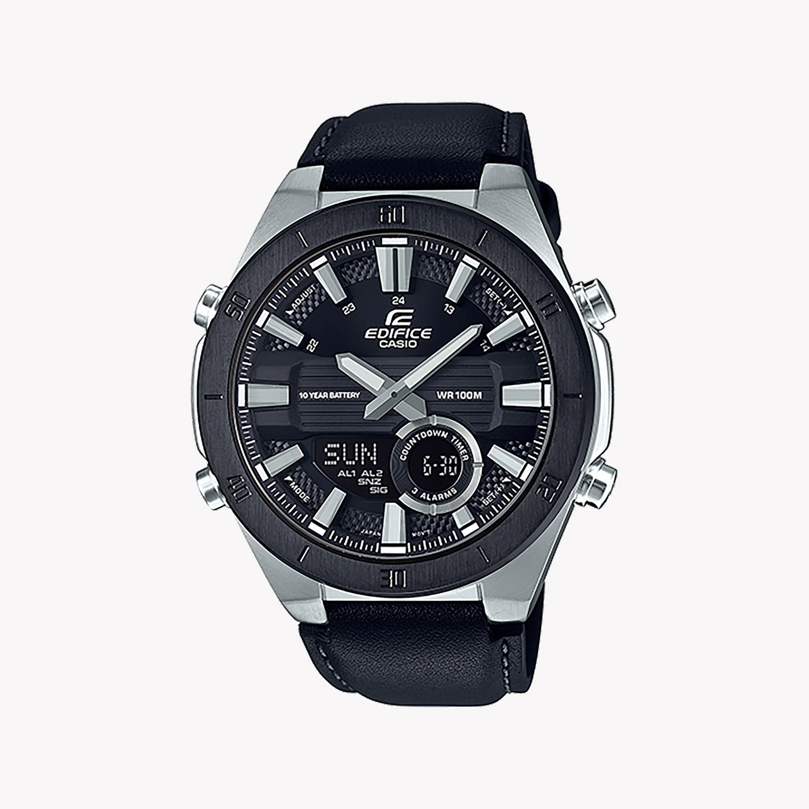 Casio Edifice Era-110bl-1avdf - Chic & Robust Men's Watch With Leather Band & Black Dial by i-watch
