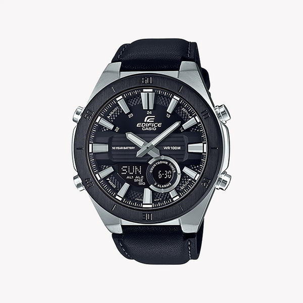 Casio Edifice Era-110bl-1avdf - Chic & Robust Men's Watch With Leather Band & Black Dial by i-watch