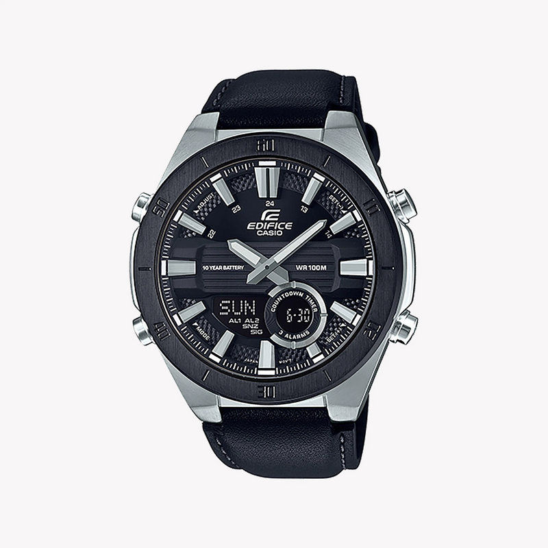Casio Edifice Era-110bl-1avdf - Chic & Robust Men's Watch With Leather Band & Black Dial by i-watch