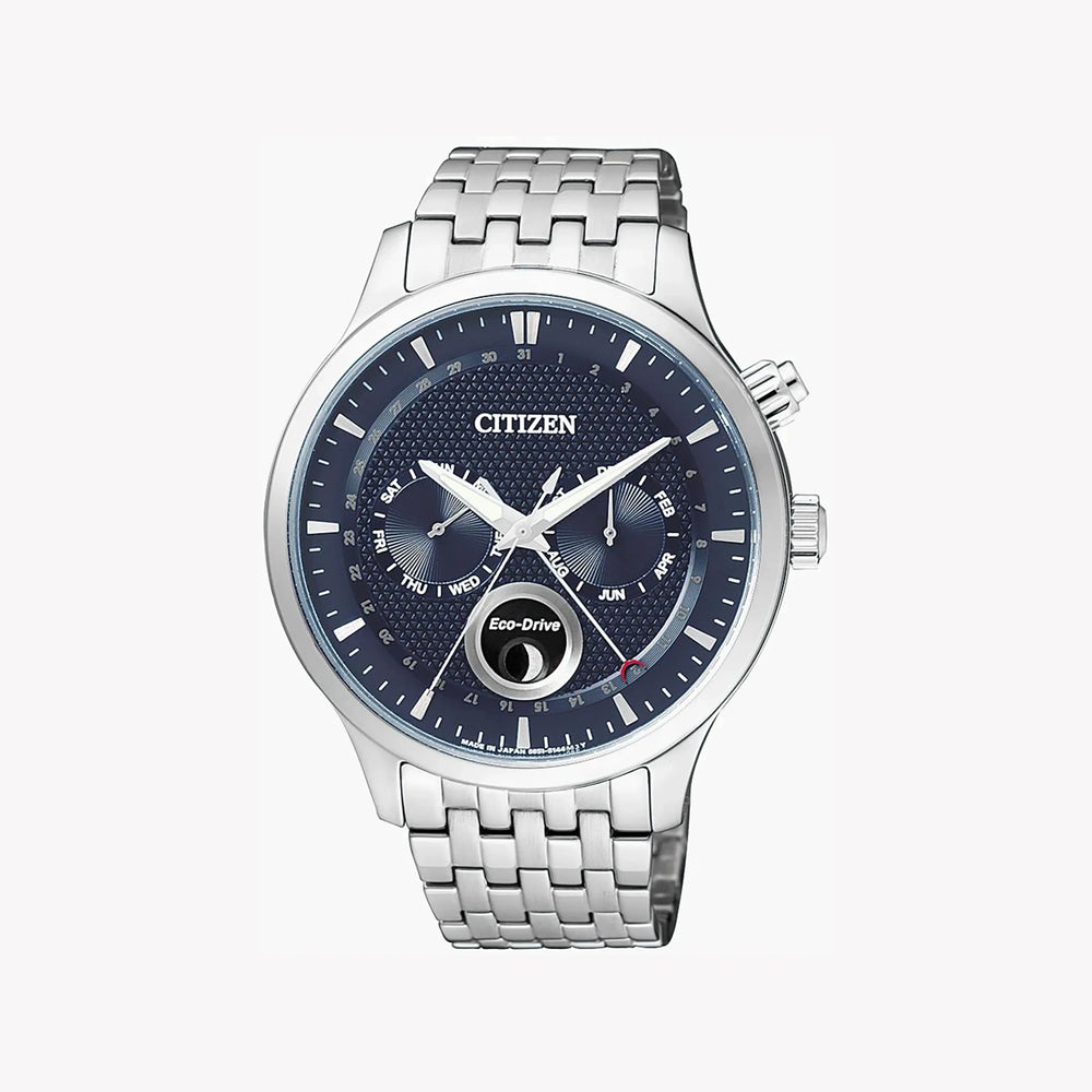 Citizen Ap1050-56l - Elegant Eco-Drive Mens Watch With Blue Dial & Stainless Steel Bracelet by i-watch