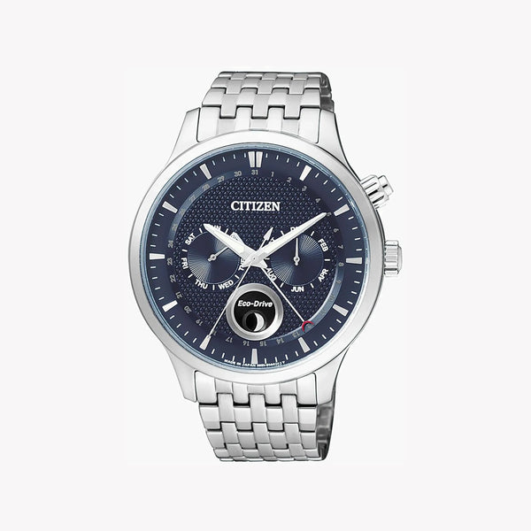 Citizen Ap1050-56l - Elegant Eco-Drive Mens Watch With Blue Dial & Stainless Steel Bracelet by i-watch
