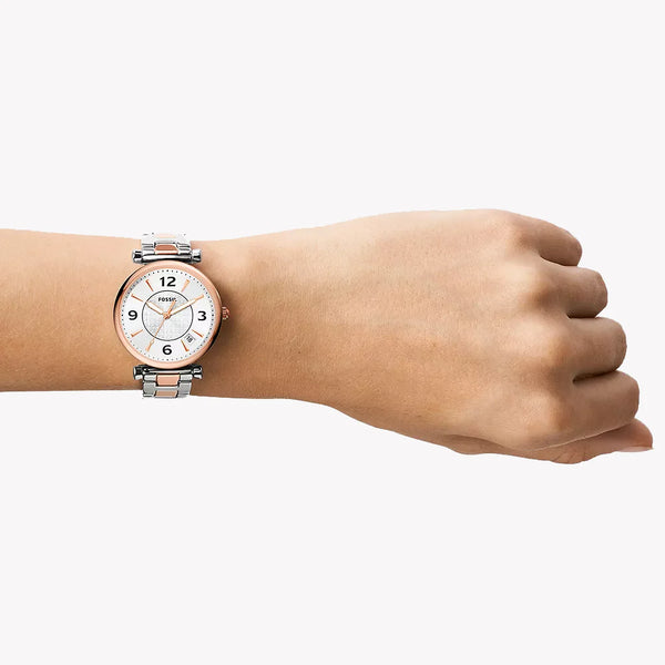Fossil Women's Rose Gold Watch, Silver Dial | Es5156 by i-watch