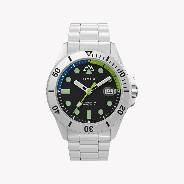 Timex Men's Stainless Steel Black Dial Watch, Silver | Tw2w41900 by i-watch