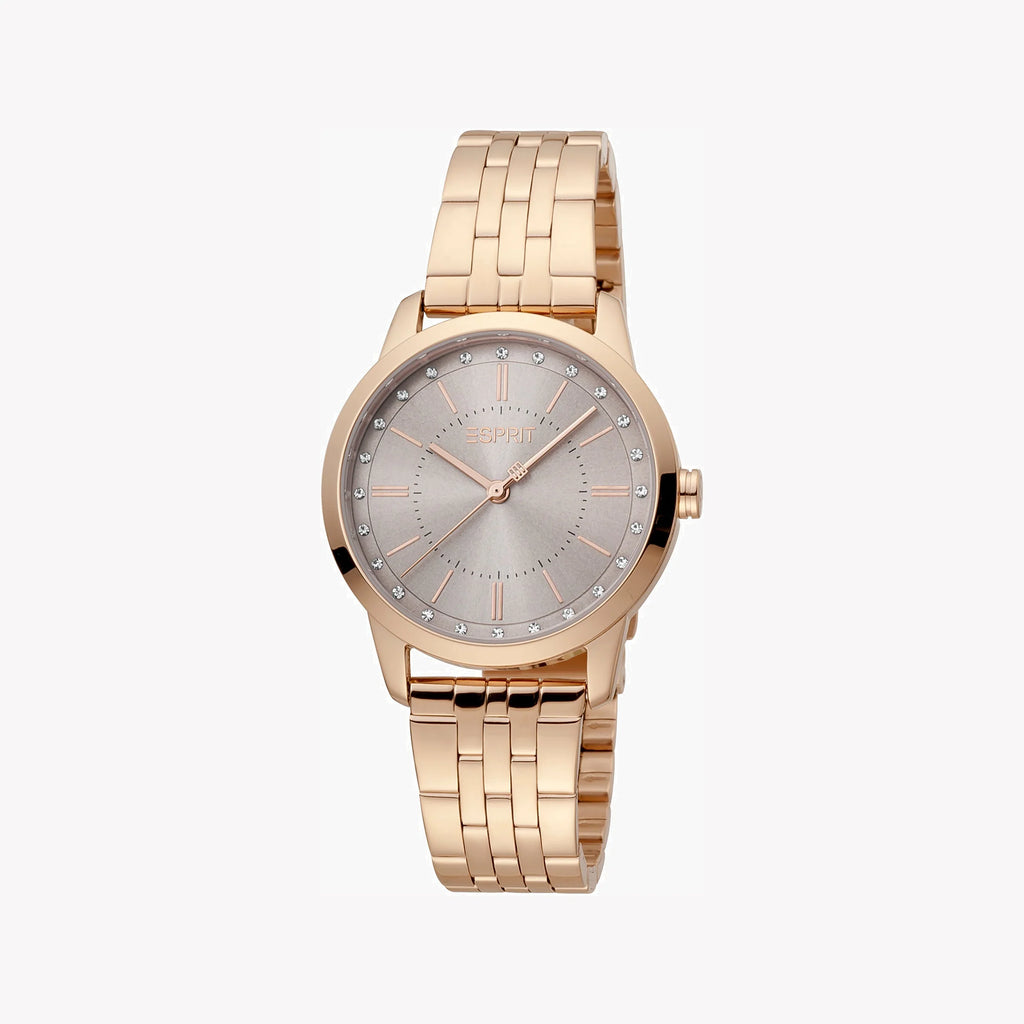ESPRIT Women's Watch with Rose Gold Stainless Steel Case and Rose Gold Stainless Steel Band