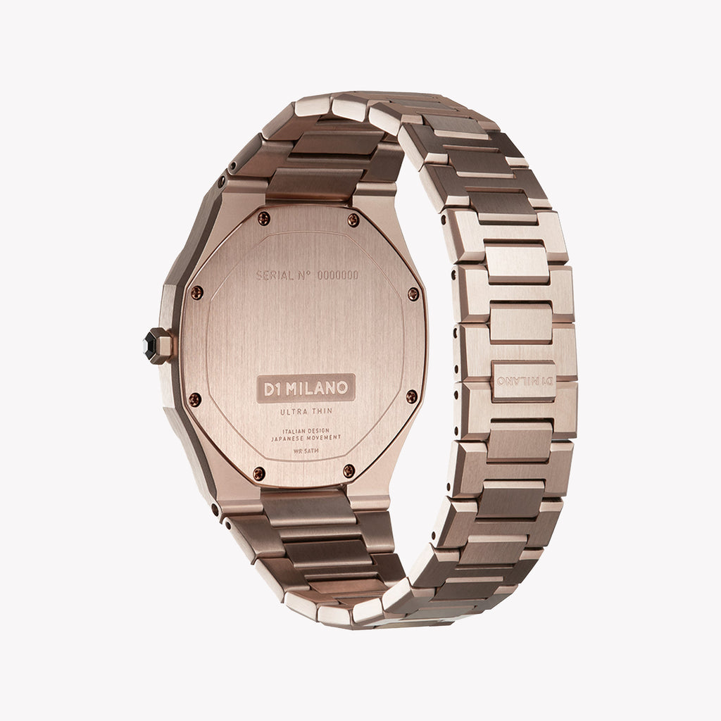 D1 MILANO Unisex Rose Gold & Brown Stainless Steel Watch | D1-UTBJ13