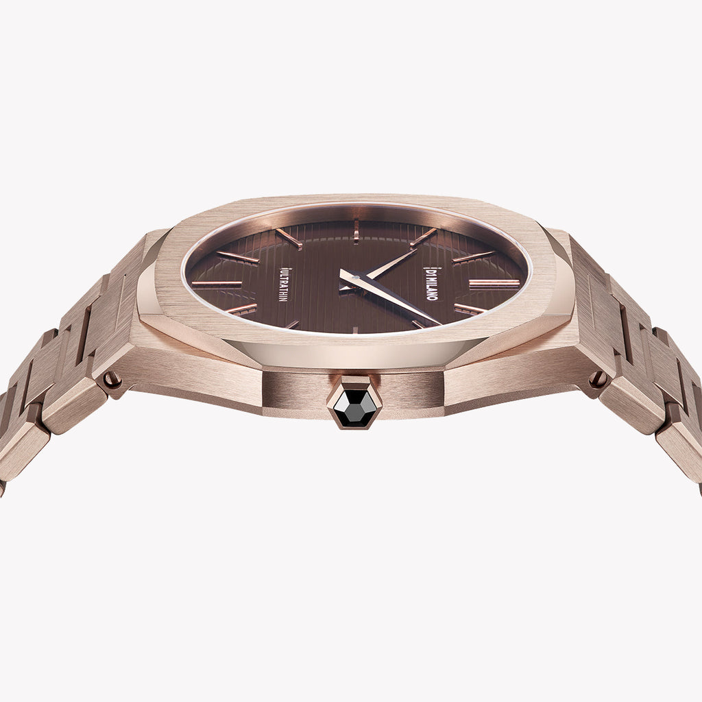 D1 MILANO Unisex Rose Gold & Brown Stainless Steel Watch | D1-UTBJ13