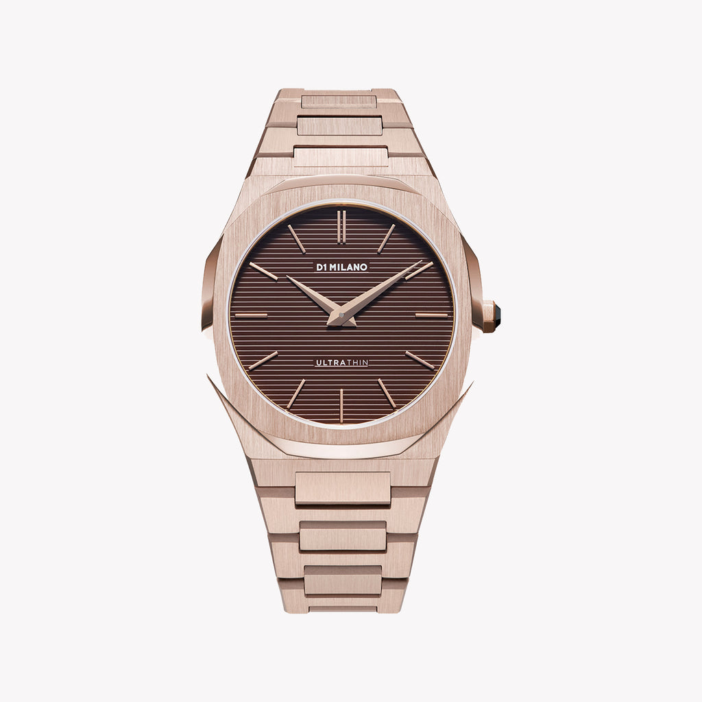 D1 MILANO Unisex Rose Gold & Brown Stainless Steel Watch | D1-UTBJ13
