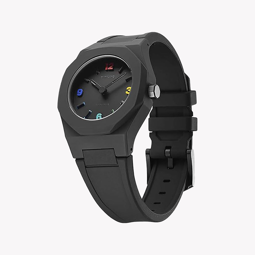 D1 MILANO Unisex Black Silicone Watch, Polycarbonate | D1-NCRJ03