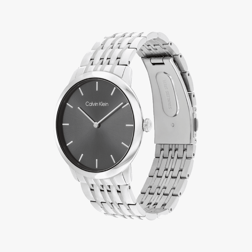 Ck Calvin Klein Men's Silver Watch, Black Dial | 25300006 by i-watch