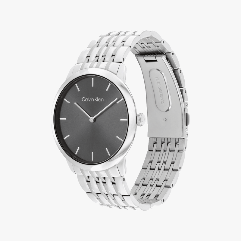 Ck Calvin Klein Men's Silver Watch, Black Dial | 25300006 by i-watch