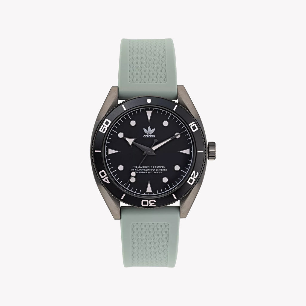 Adidas Unisex Black Stainless Steel & Green Rubber Watch | Aofh22001