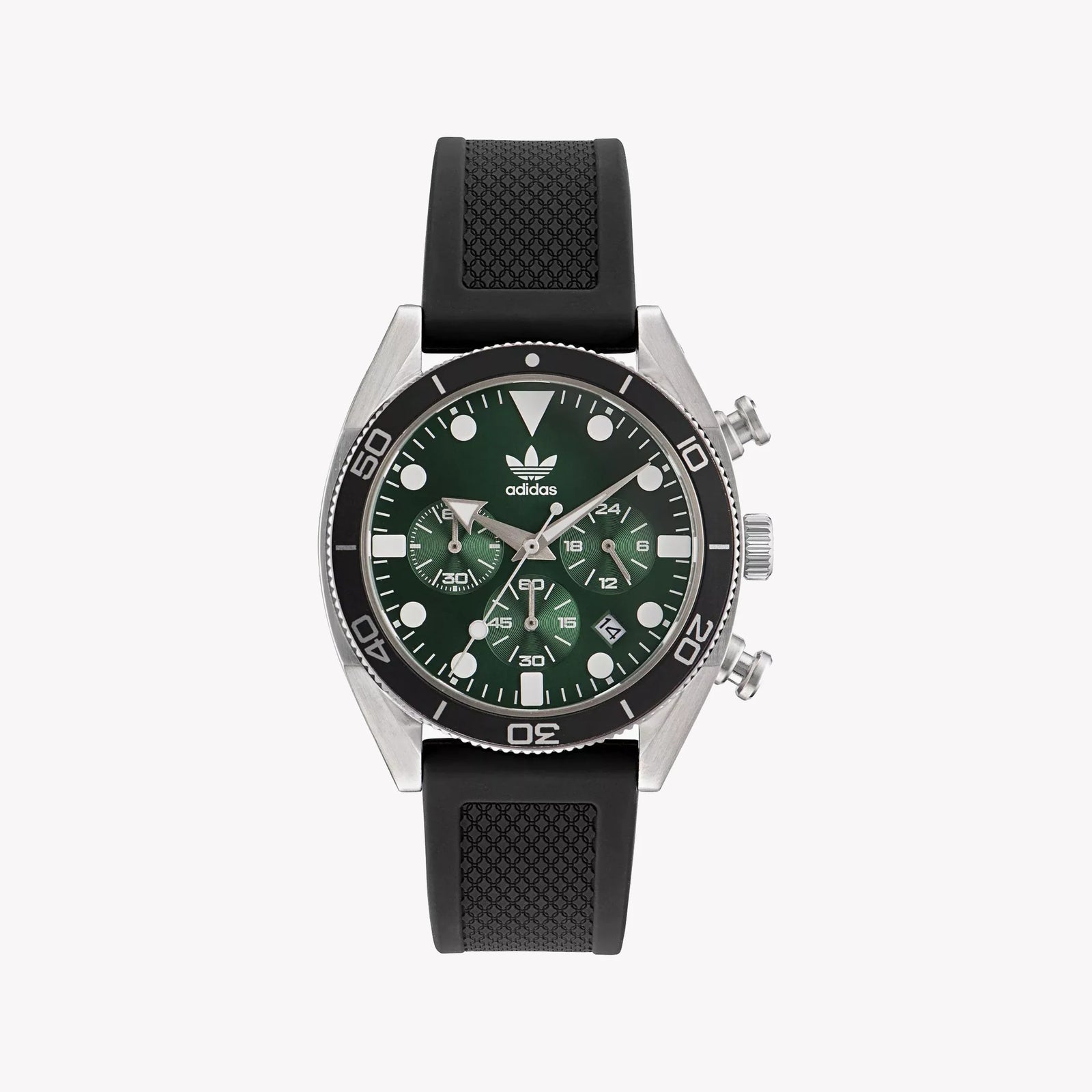 Adidas Men's Silver/Black Silicone Watch, Green Dial | Aofh23005 by i-watch