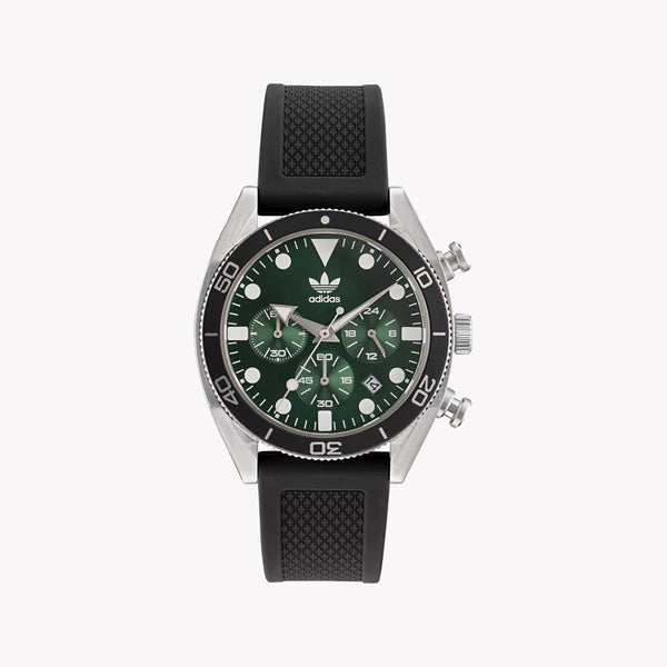 Adidas Men's Silver/Black Silicone Watch, Green Dial | Aofh23005 by i-watch