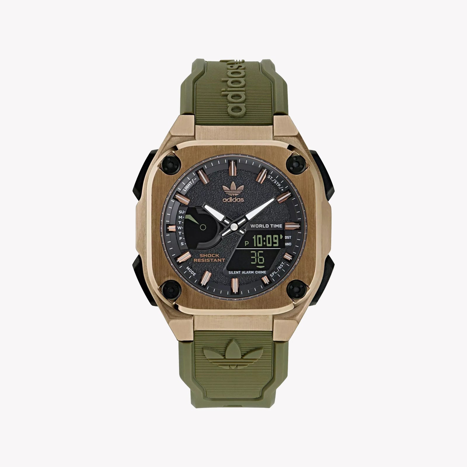Adidas Unisex Stainless Steel/Rose Gold, Rubber/Green | Aofh23502 by i-watch