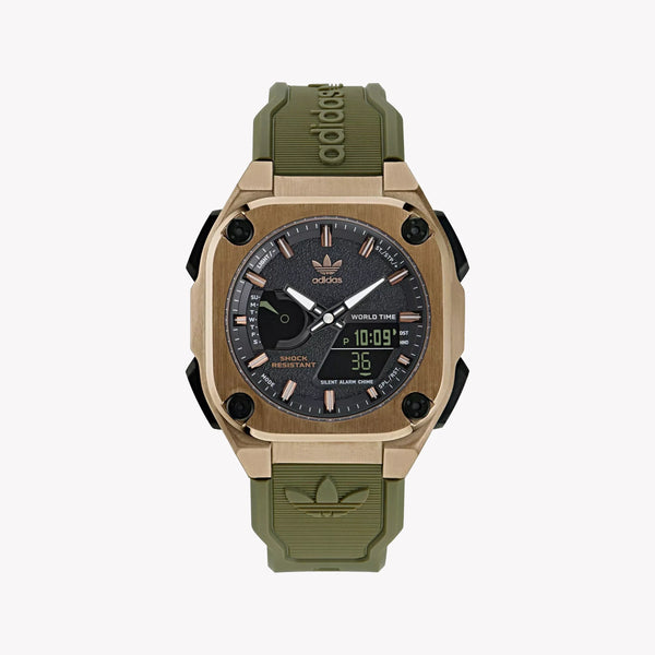 Adidas Unisex Stainless Steel/Rose Gold, Rubber/Green | Aofh23502 by i-watch