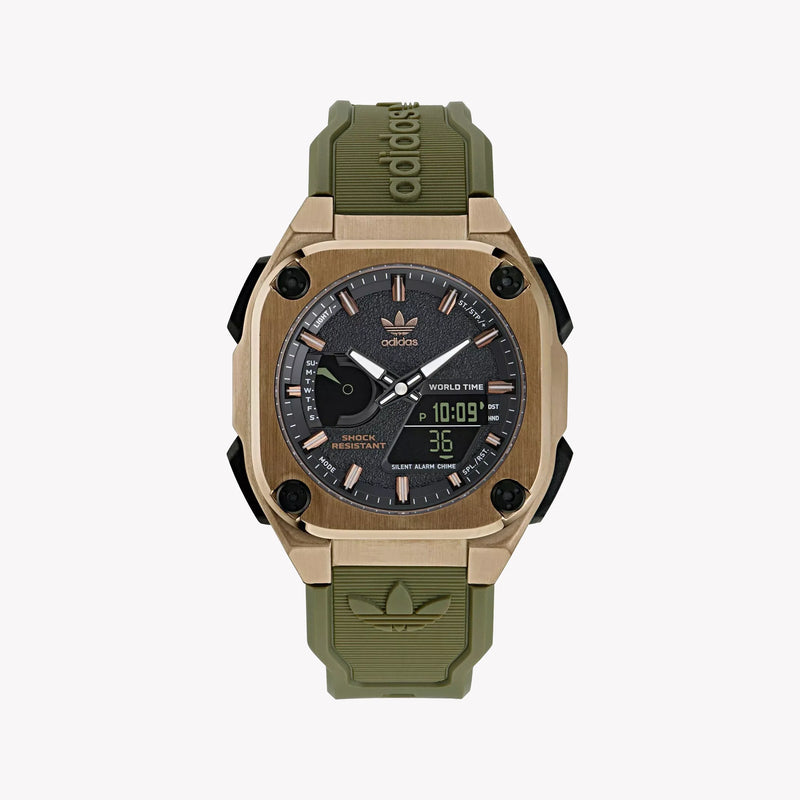 Adidas Unisex Stainless Steel/Rose Gold, Rubber/Green | Aofh23502 by i-watch