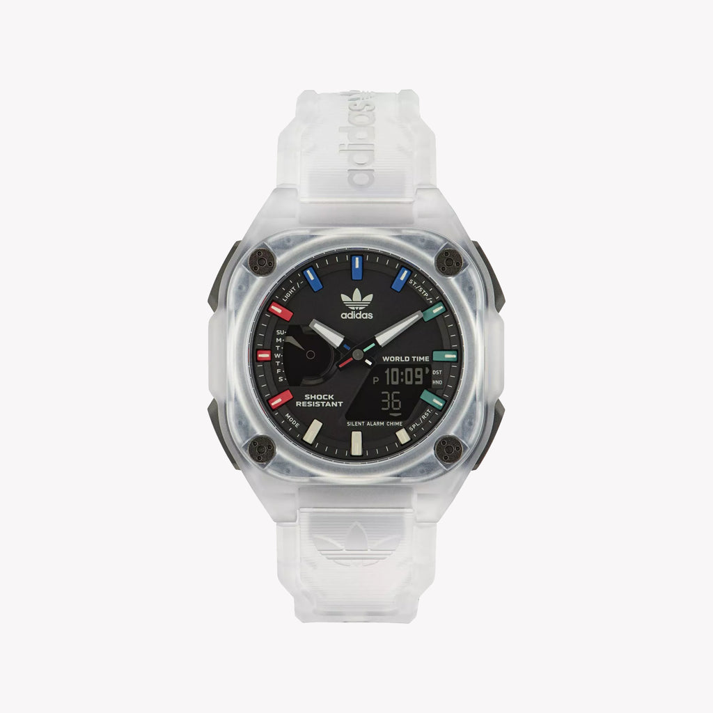 Adidas Unisex Transparent Silicone Watch, Black Dial | Aost23057