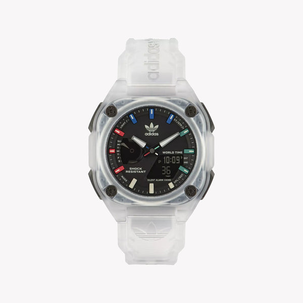Adidas Unisex Transparent Silicone Watch, Black Dial | Aost23057 by i-watch