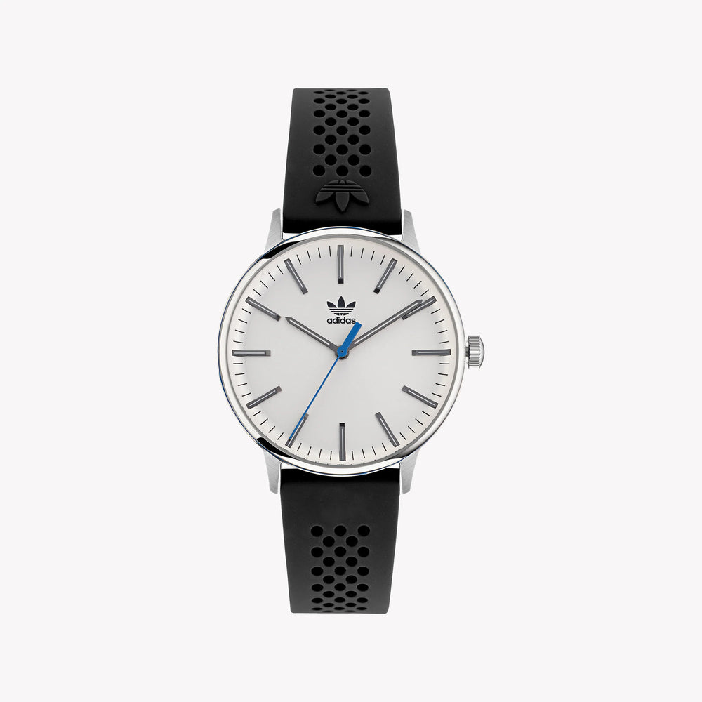 Adidas Unisex Silver Stainless Steel & Black Silicone Watch Aosy22021