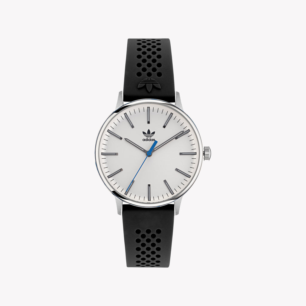 Adidas Unisex Silver Stainless Steel & Black Silicone Watch Aosy22021