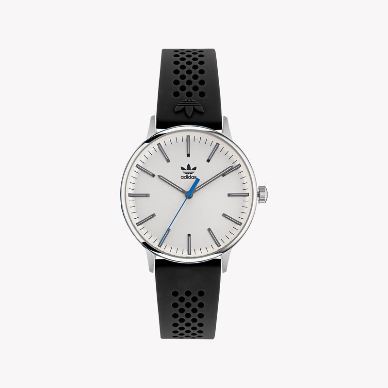 Adidas Unisex Silver Stainless Steel & Black Silicone Watch Aosy22021