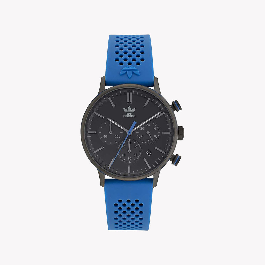 Adidas Women's Black Stainless Steel & Blue Silicone Watch | Aosy22015