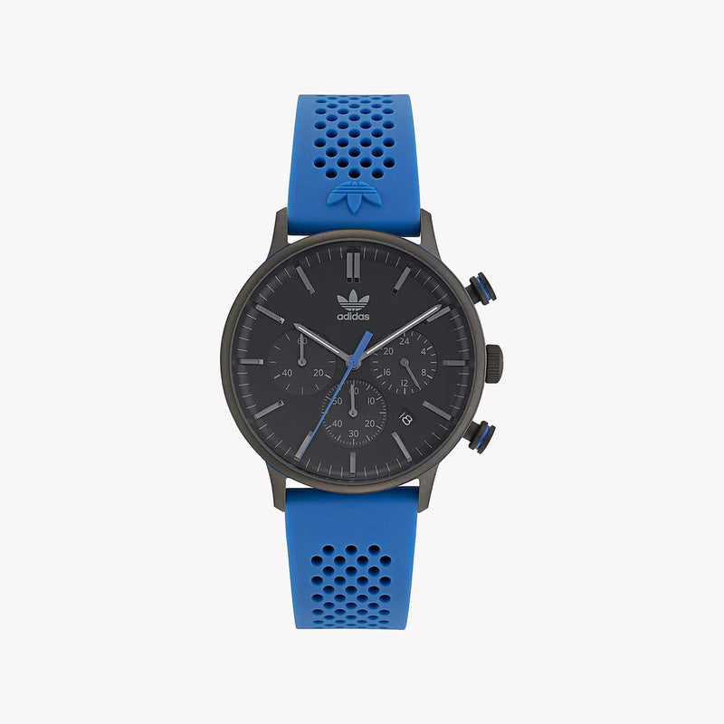 Adidas Women's Black Stainless Steel & Blue Silicone Watch | Aosy22015