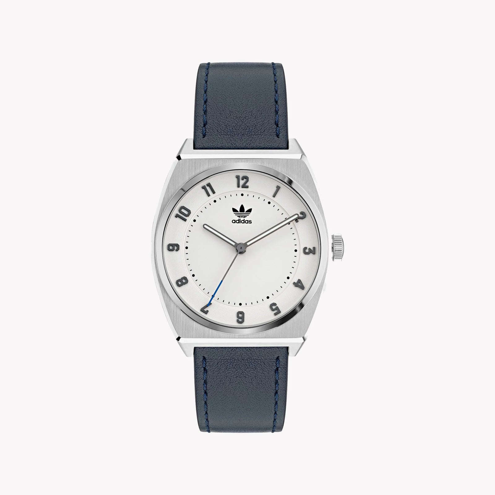 Adidas Unisex Silver Stainless Steel & Navy Blue Leather Watch | Aosy22030 by i-watch