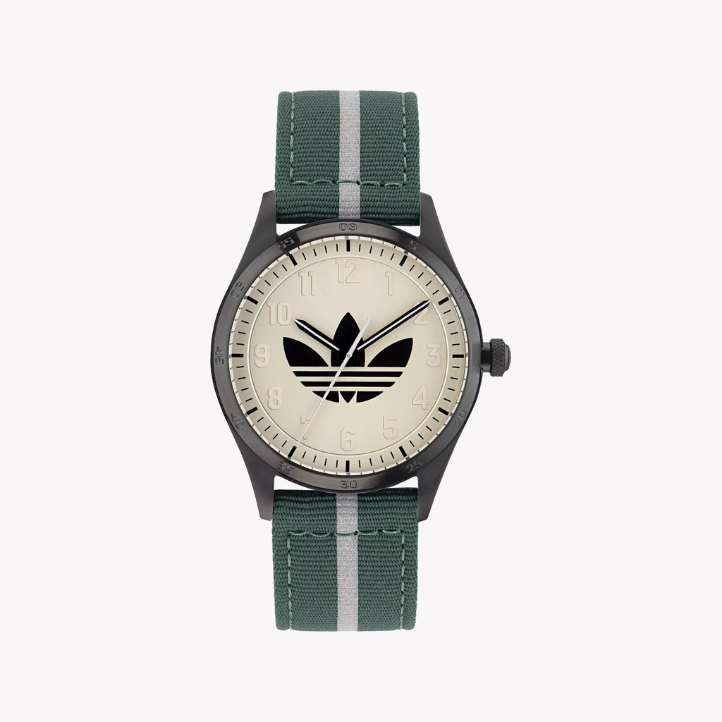 Adidas Men's Black Stainless Steel & Green Fabric Watch | Aosy23042