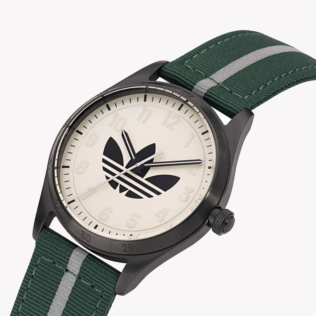 Adidas Men's Black Stainless Steel & Green Fabric Watch | Aosy23042