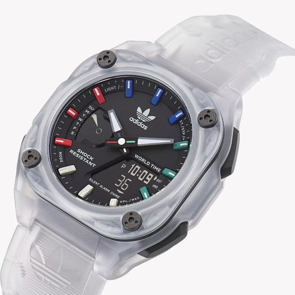 Adidas Unisex Transparent Silicone Watch, Black Dial | Aost23057 by i-watch